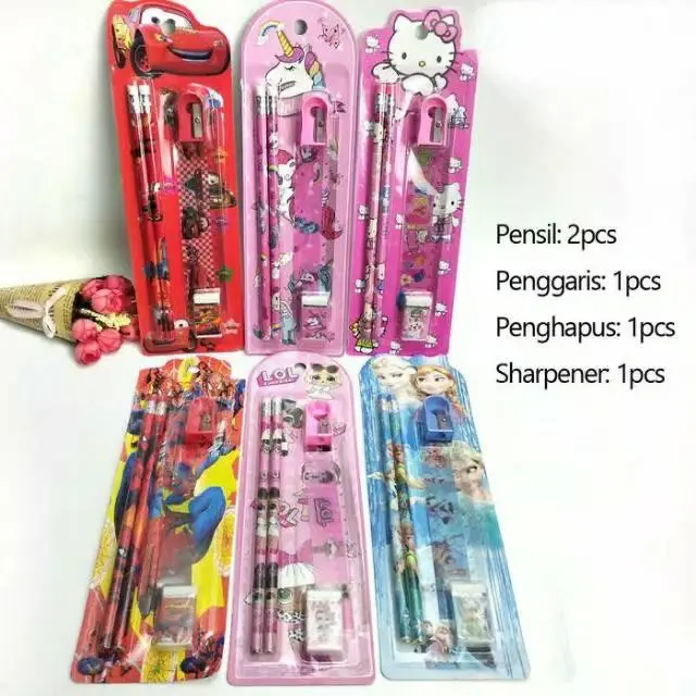 SET ALAT TULIS SEKOLAH 5 in 1 KARAKTER LUCU / MINI STATIONERY 1