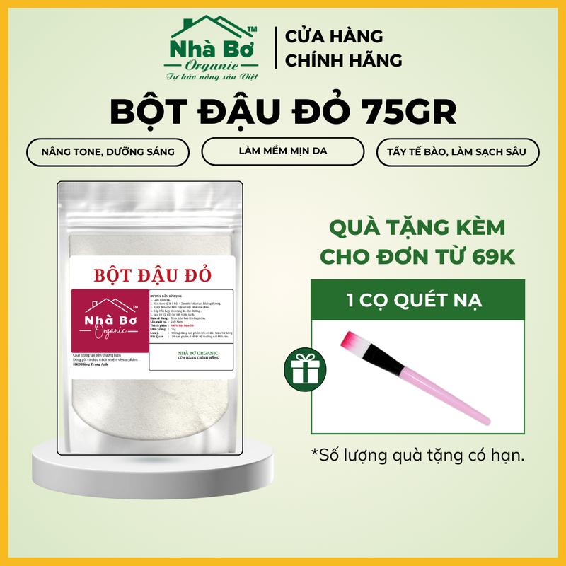 Bột Đậu Đỏ Nguyên Chất Xay Mịn 75Gr, 250Gr, 500Gr | Nhà Bơ Organic - Giúp Tẩy Tế Bào, Dưỡng Sáng Cho Da Mặt Và Body