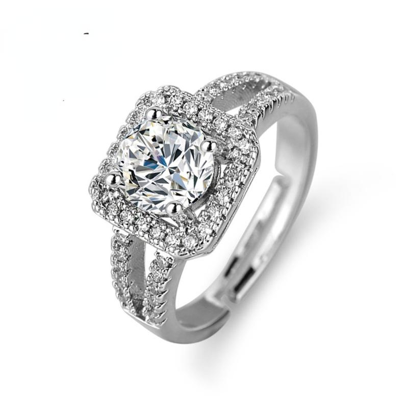 [Box Package]1pc Luxury White Rings for Women Sparkling Square Engagement Ring Anniversary  Wedding Rings for Women Gift 4