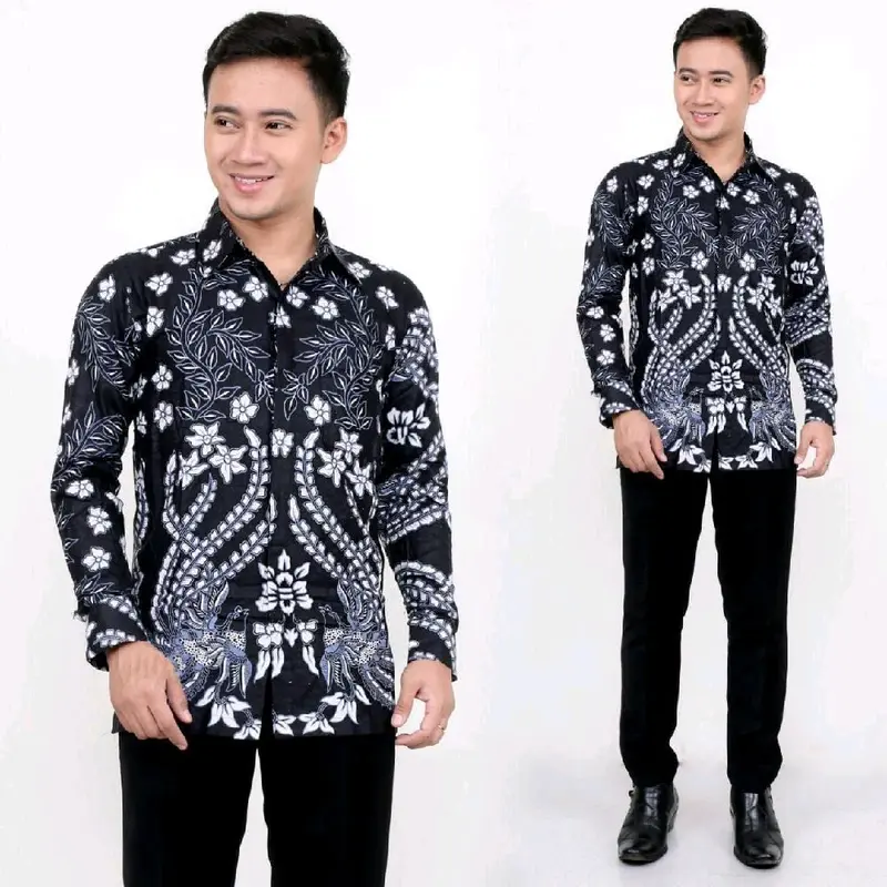 Kemeja Batik Pria Lengan Panjang -Banyak Pilihan motif-Bahan Katun-Seragam Kerja 6