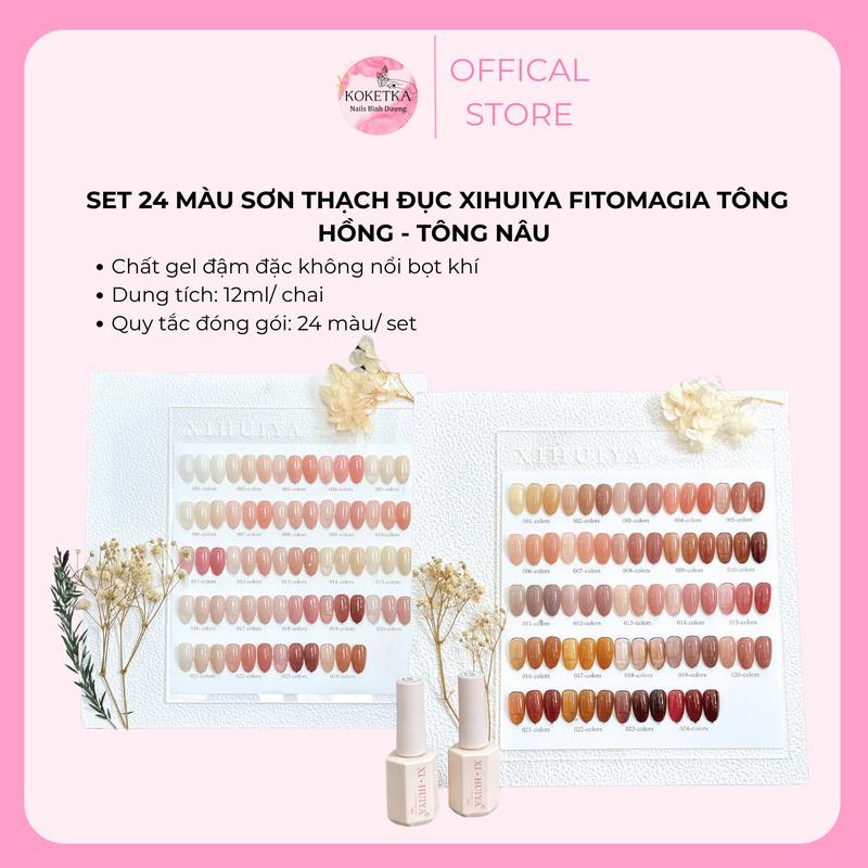 Set sơn thạch 24 màu XI-HUIYA 2 Tone màu Nữ Sơn Gel tone nâu tone hồng