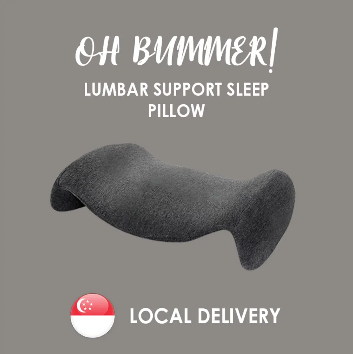[HH] Oh Bummer! Lumbar Support Pillow (Sleeping) - Back Cushion Memory Foam Orthopedic/Alignment Sciatic Relief (D-Grey)