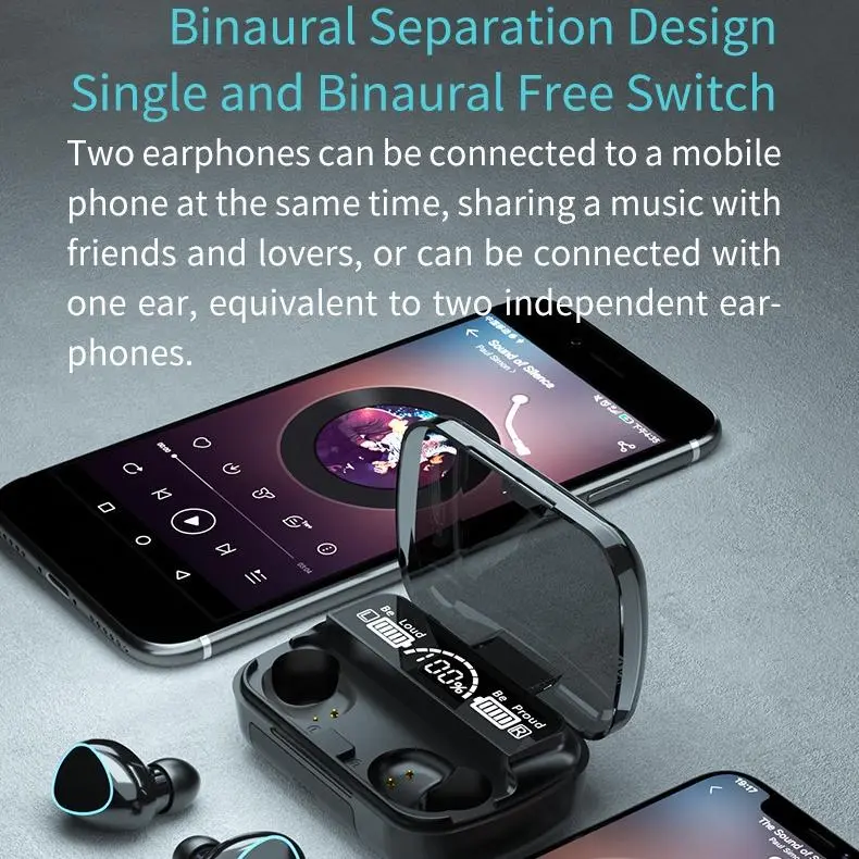 M10 plus TWS Bluetooth 5.1 Earphone HiFi Stereo Noise-canceling Sports Wireless powerbank 3500mAh 7