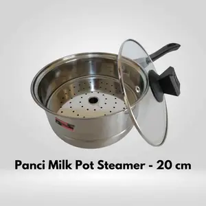 Panci Milk Pan Steamer Kukus 20cm Stainless Nagako / Panci Gagang Stainless - Air Kukusan Steel Kitchenware