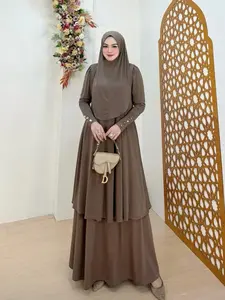 Setelan Rok Jersy Premium Set Kerudung 3In one Abaya umroh Setelan Abaya kekinian Wanita Muslimah