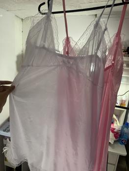 Product Review of 【COD】Buy 2 Get 13%off Women's Ice Silk Nightgown Lace Seamless Female Sleepwear Skin Friendly Comfortable Home Clothes Thin Shoulder Straps Solid Color Simple One-piece Sitro Nightdress For Ladies For 40~60KG from z**f 1