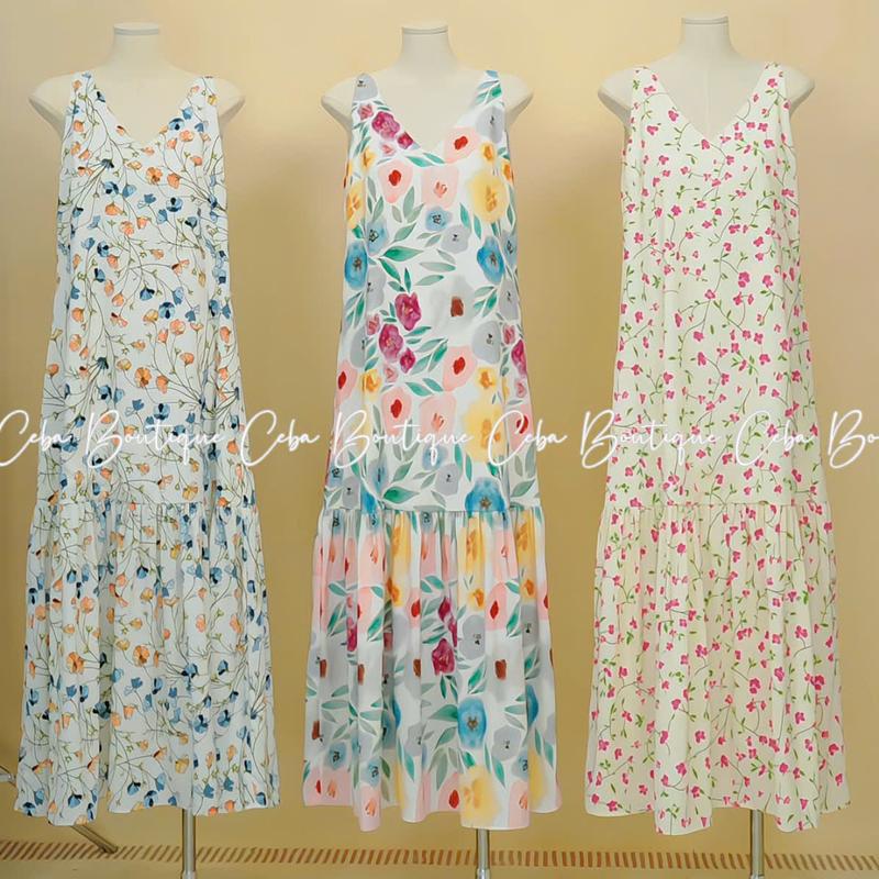 D112 - Đầm Suông Đuôi Cá Họa Tiết Cổ V CEBA BOUTIQUE