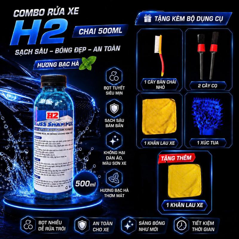 Xà Bông Rửa Xe H2 Chai 500ml