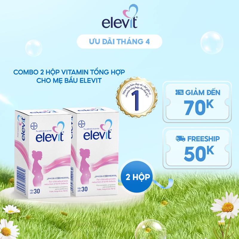 Combo 2 Hộp Vitamin Bầu Tổng Hợp ELEVIT Bổ Sung Vitamin và Khoáng Chất Cho Phụ Nữ Mang Thai và Sau Sinh Hộp 30 Viên x2