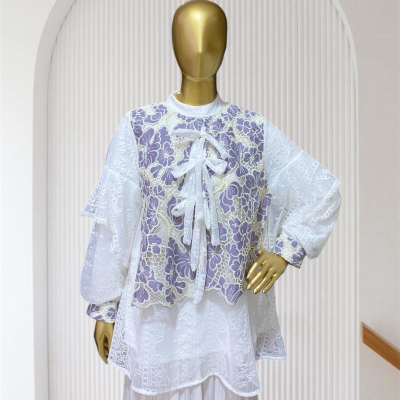 ADINDA & Co- Luna Blouse Atasan wanita Premium brukat halus mix dengan tulle Garden cantik atasan kondangan/ atasan pesta cantk/ blouse remaja kekinian 2025/ baju lebaran remaja 5