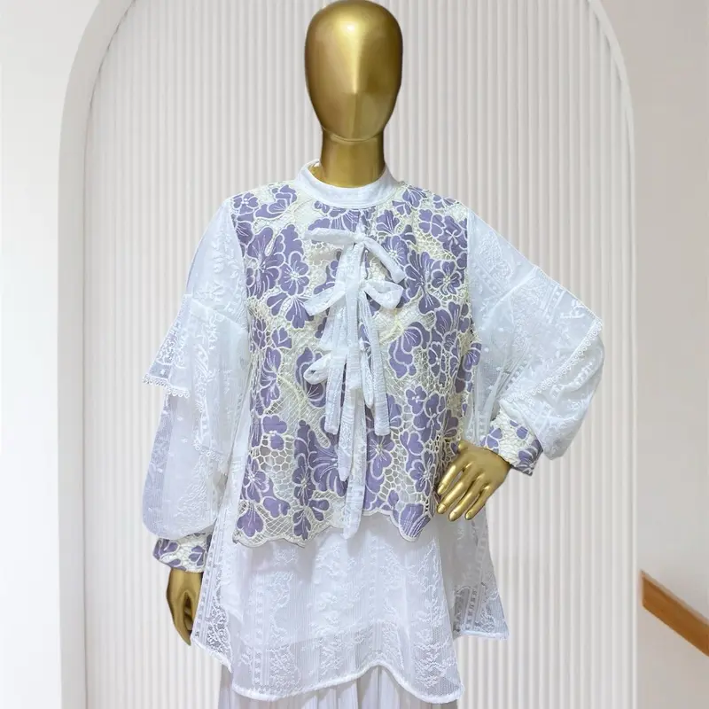 ADINDA & Co- Luna Blouse Atasan wanita Premium brukat halus mix dengan tulle Garden cantik atasan kondangan/ atasan pesta cantk/ blouse remaja kekinian 2025/ baju lebaran remaja 4