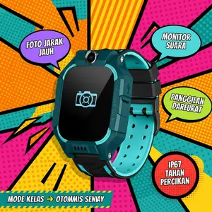 Smartwatch Anak GPS 2G Fitur Lengkap Pelacak Lokasi LBS Panggilan Darurat SOS Kamera Jarak Jauh Monitor Suara Pagar Elektronik Mode Kelas Tenang Anti Air IP67 Layar Warna