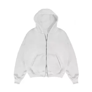 Sweater Hoodie Boxy Double Zipper Oversize Basic Polos Putih