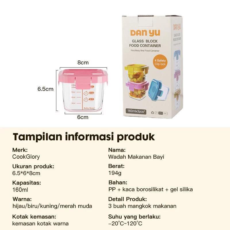 Product Introduction of MAMMACARE Bundle 3pcs Baby Food Container Penyimpanan Mpasi Glass Bayi Wadah Mpasi Kaca Penyimpanan Bpa Free 4