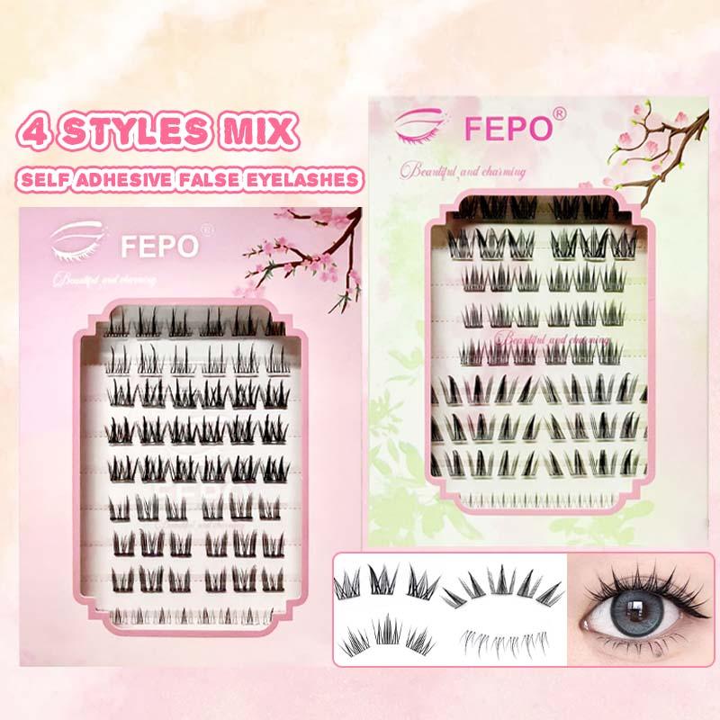 FEPO 10 hàng Lông mi giả hỗn hợp tự dính không cần keo Lông mi tự dính dành cho người mới bắt đầu 10-13mm Món quà miễn phí Nhíp 5