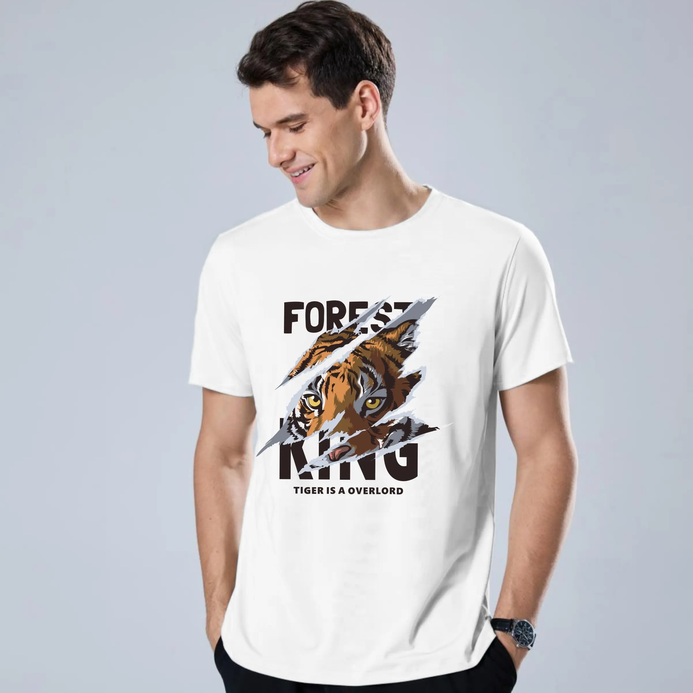 San paulo Tiger Ripped Torn Effect Tiger Lovers Big Cat Lovers T-Shirt