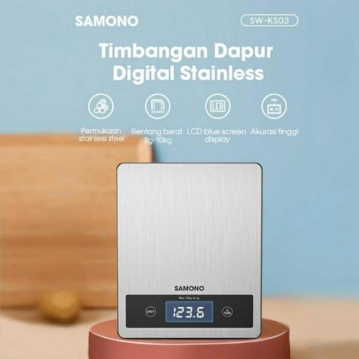 Gambar Samono Timbangan Dapur Digital SW-KS03 Kitchen Scale Stainless LCD Akurasi Tinggi 10Kg - RD dari Ratu dapur Kota Bekasi Tokopedia