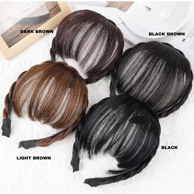 PONI BANDO KEPANG Wig Bando Poni Wanita Clip Headband Poni Palsu Anti Slip dan Nyaman dipakai Wig Poni Rambut Palsu Tulang Ikan 3
