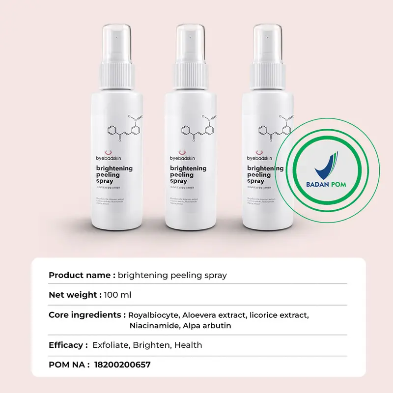 Byebadskin Brightening Peeling Spray with Alpha-Arbutin & Licorice Extract 100ml 4