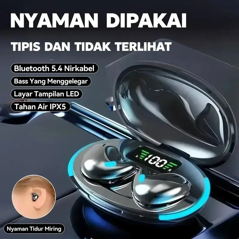 X55 TWS Bluetooth Wireless Earphone Bass Kencang Kualitas Jernih Tahan Lama Ultra-thin Ear Invisible Comfort Wireless 5.3 Type-C Fast Charging Shock Bass