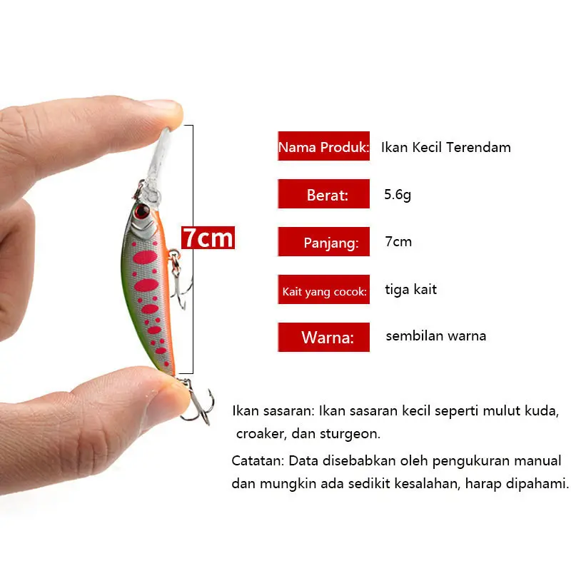 Umpan Pancing 7Cm/5.6G Mata 3d Umpan Pancing Kecil Umpan Berenang Ikan Kecil Umpan Pancing Pesca Leurre Buatan Umpan Keras Plastik Penggetar Lure 2