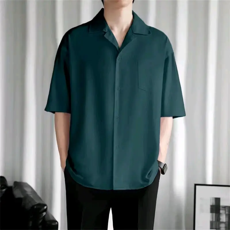 Baju Pantai Kemeja Polos Haway Kerah Piyama Bahan Katun Rayon korean Style Termurah 6