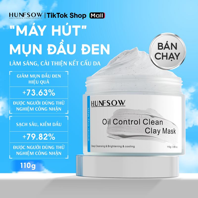 Mặt nạ đất sét khoáng Hunfsow 110g Kiểm soát dầu cấp ẩm se khít lỗ chân lông làm sạch sâu mụn đầu đen và mụn viêm hỗ trợ chăm sóc da mụn làm sáng và đều màu da. Phù hợp cho cả nam và nữ.