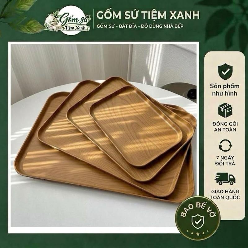 Khay Gỗ Đa Năng Có Tay Cầm Dùng Để Bưng Bê Đồ Ăn Đồ Uống Nhà Hàng Khách Sạn…