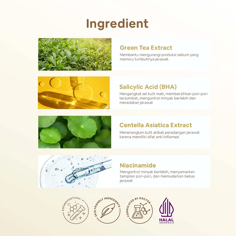 Ella Skincare Serum Matcha Sebo Control with Green Tea, BHA, Niacinamide - Mengeringkan Jerawat dlm 3 Hari 2