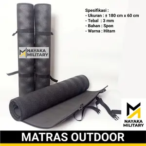 Matras Camping Outdoor Hiking Gunung Olahraga Rolling Bed TNI AD Hitam