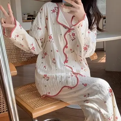 PIYAMA DEWASA KARAKTER LENGAN PANJANG IMPORT KATUN PAKAIAN WANITA TIDUR / BAJU TIDUR SETELAN CELANA PANJANG IMPORT 1