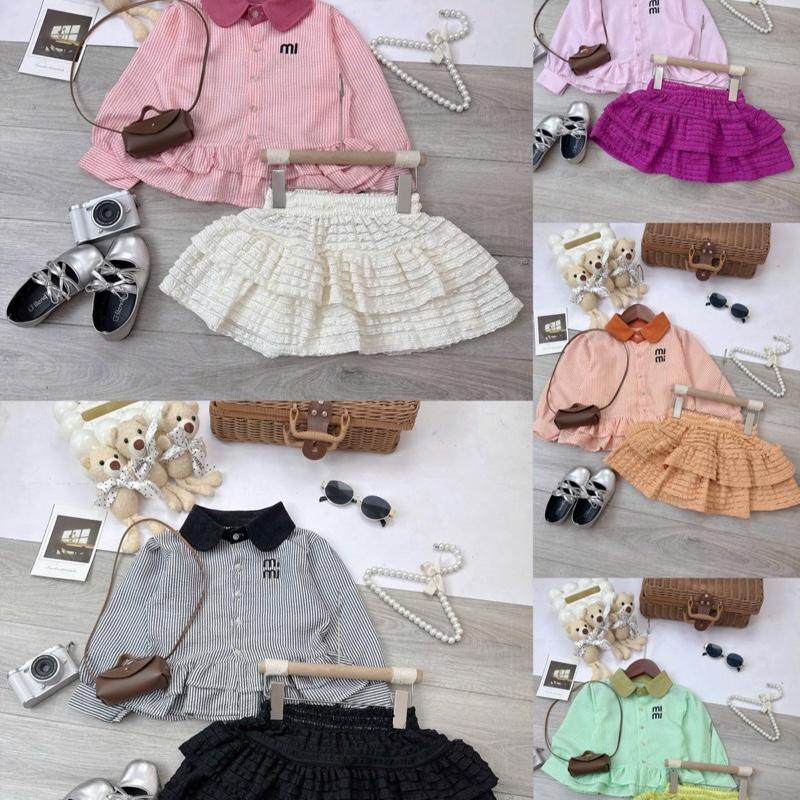  Sét Váy Áo SơMi Cách Điệu Thêu MinMin + Kèm Chân Váy Ren 2 Tầng Xinh Yêu Dành Cho Bé Gái 