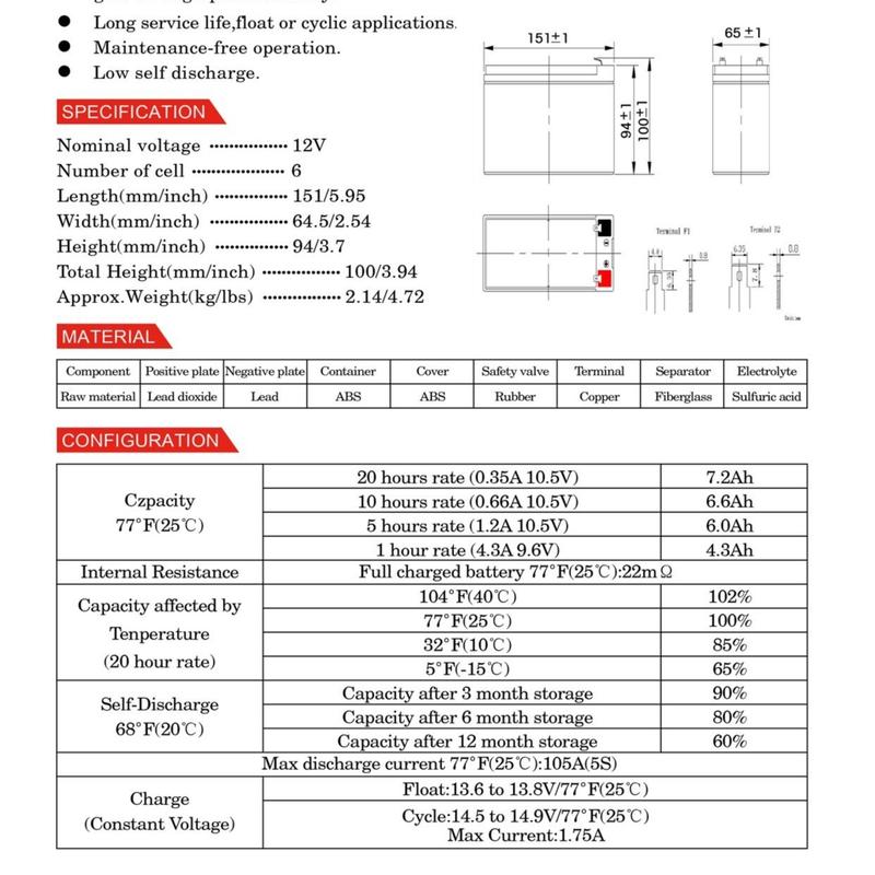 Baterai Solar Panel 12V Voz 12V 7.2 Ah VRLA Deep Cycle - Baterai UPS BTS 6