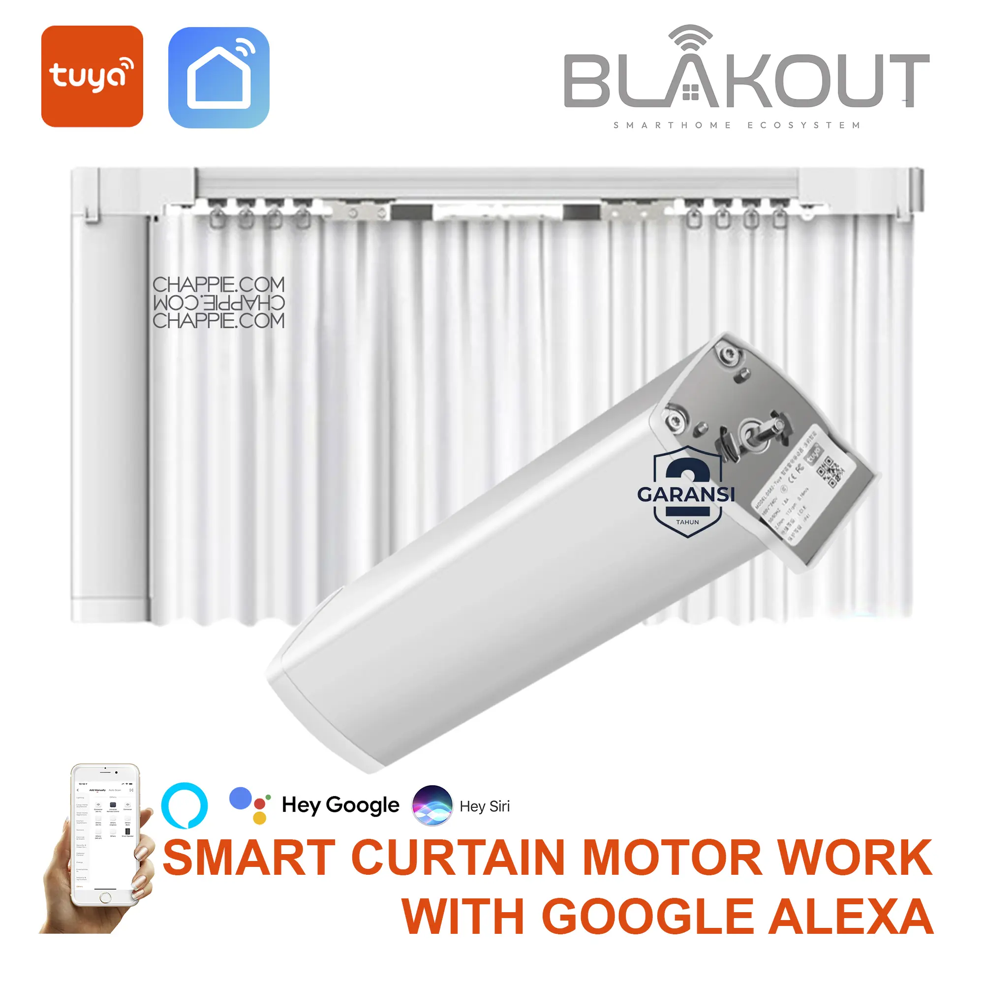 BLAKOUT Smart Curtain Motor Remote & Rel Heavy Duty Paket Rel Gorden Full Automation