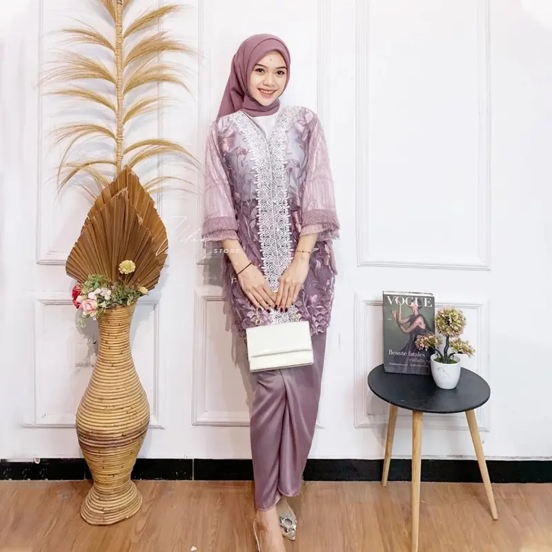 SET MAIZA Setelan Wanita Kekinian baju Kondangan Baju Lamaran Tunangan Wisuda Remaja Deasa Atasan Outer Renda Bawahan rok Lilit 3