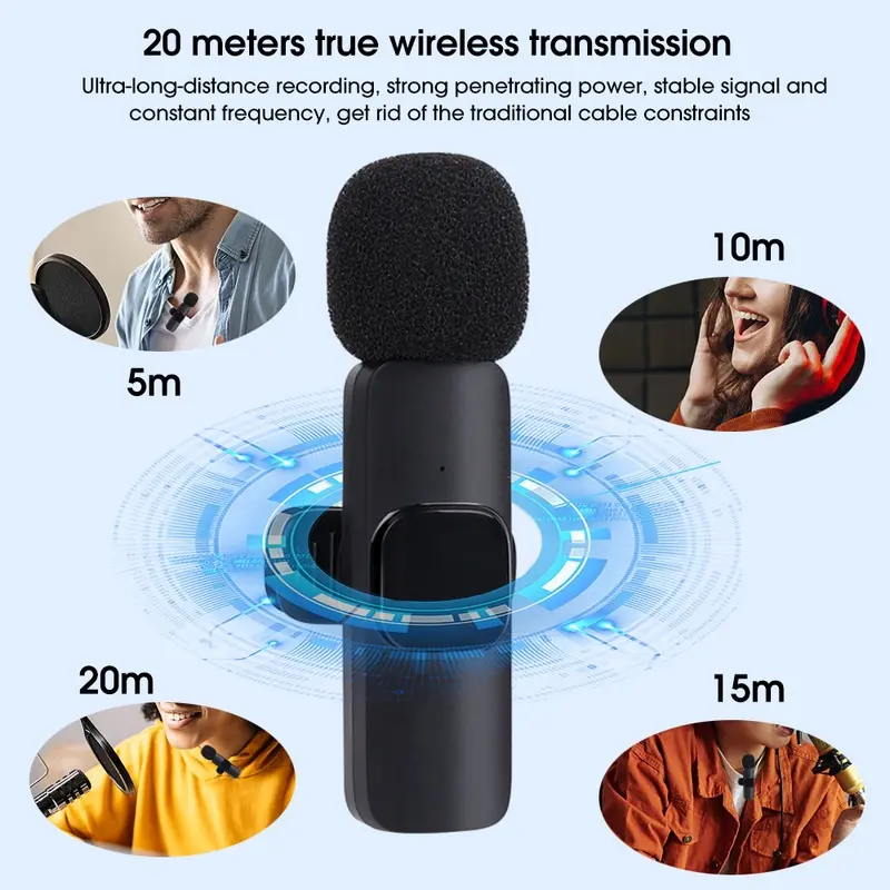 Mikrofon Nirkabel Lavalier Mic Portabel Audio Video pembuatan Rekaman Wireless Microphone HP Klip Untuk IPhone Android 4