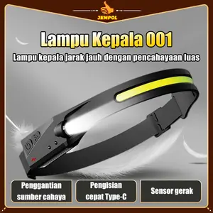JEMPOL Lampu Depan Sensor Cahaya Kuat, Lampu Kerja Luar Ruangan Ultra-Ringan Yang Dipasang Di Kepala, Pencahayaan Led Ultra-Terang Yang Menyala Dengan Lambaian Tangan Anda, Lampu Sorot Lampu Kerja  Headlamp Senter Usb Merah Hijau
