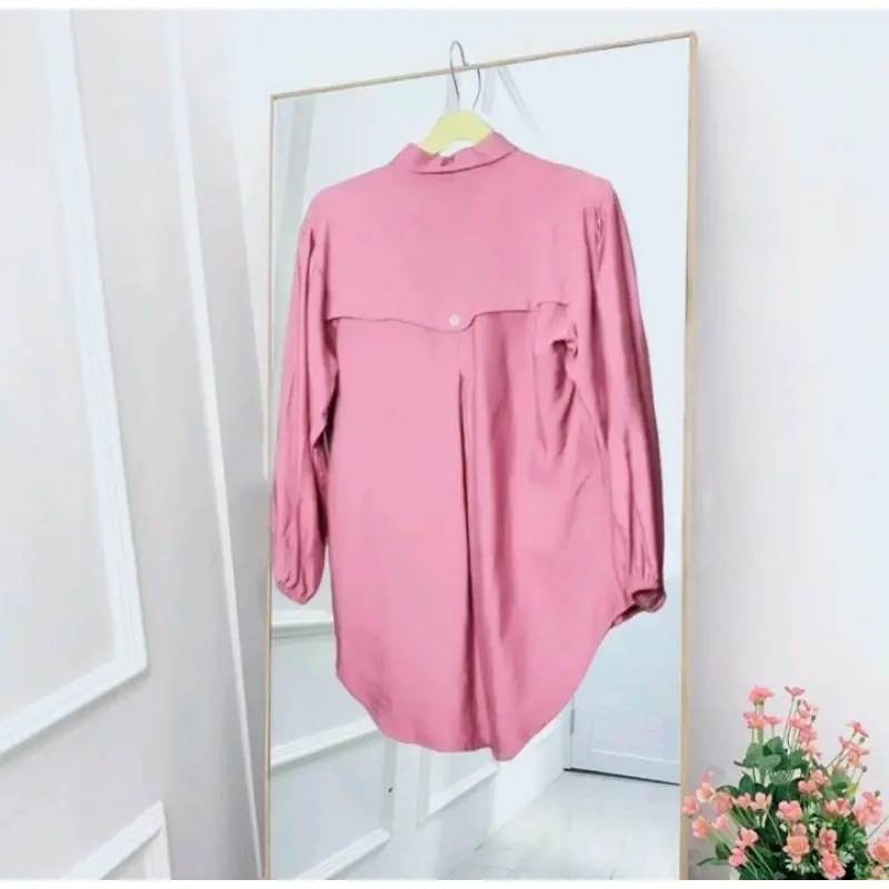 Kemeja Wanita Bahan Polo Linen Laura Blouse Atasan Wanita Full Kancing Lengan Panjang Fashion Remaja Dewasa Kekinian baju model terbaru By Mool Rakyat.Id 7