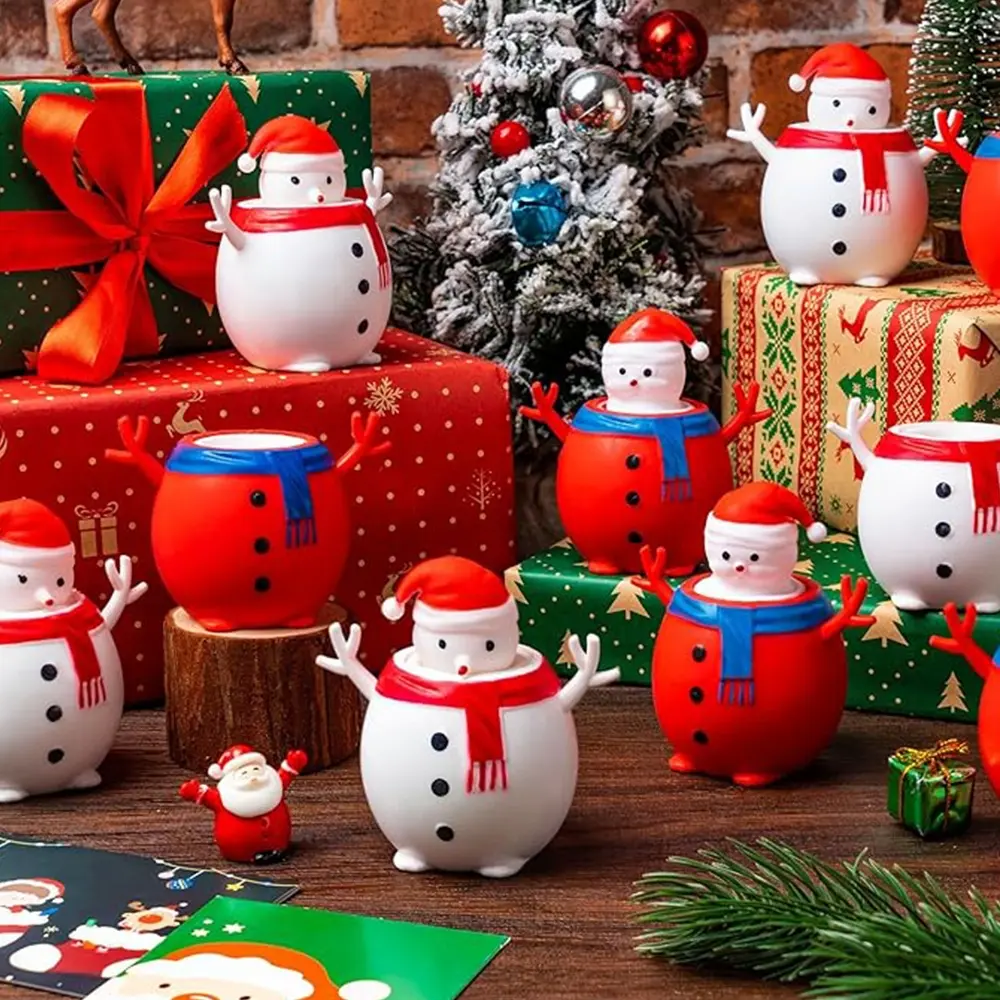クリスマス スノーマン スクイーズ玩具セット、ストレス解消ボール
