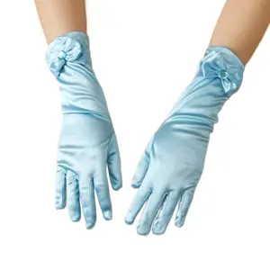 GA01 Sarung Tangan Satin Anak Perempuan Pita Pesta Cosplay, Girls Princess Dress Up Gloves