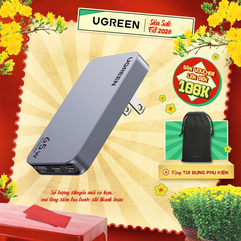 Củ sạc Type C 65W UGREEN Nexode Pro X753 GaN Ultra-Slim | Sạc Nhanh 65W | Siêu Mỏng | GaN - Bảo Hành 18 Tháng | 15817 