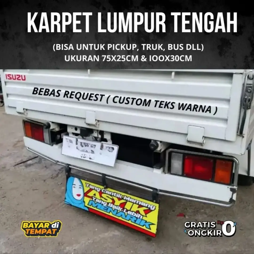 Karpet Lumpur Mobil Model Tulisan & Animasi – Siap Pasang di L300, Bus, Truk, Traga, Grandmax Dll