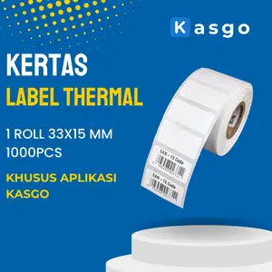 1 ROLL KERTAS LABEL UKURAN 33x15 1 Line Khusus Aplikasi Kasgo Isi 1000pcs