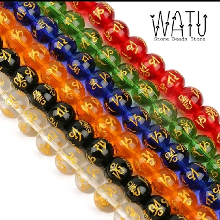 Batu Agate mantra beasd bahan gelang Batu agate mantra Tibet Kerajinan