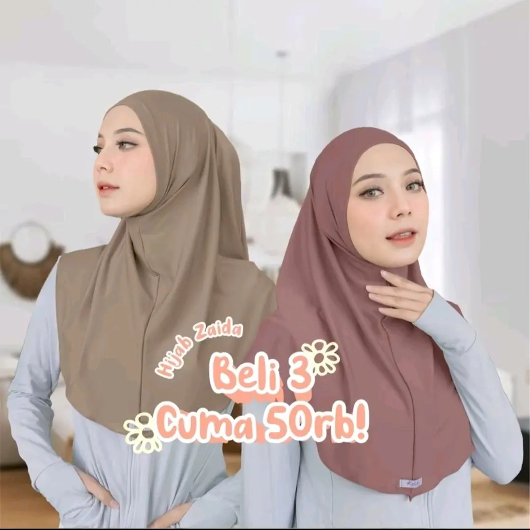 Jilbab Instan 3 pcs Tanpa Pad Bergo Malay Kerudung Syari