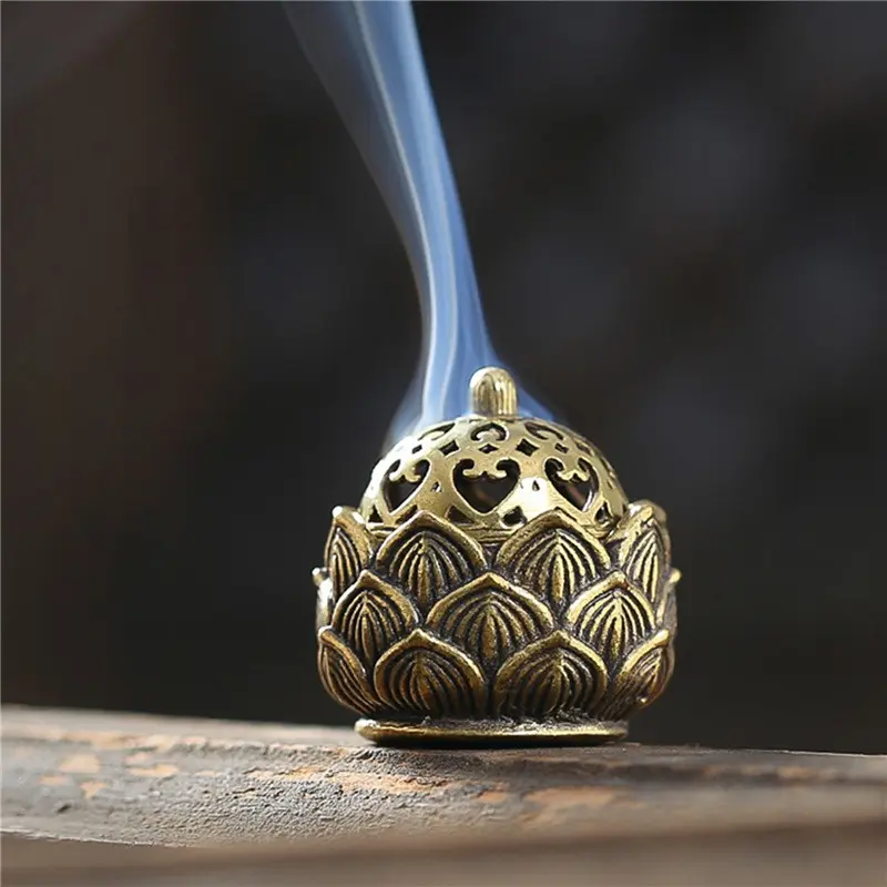 Yellow Hollow Lotus Incense Burner Hollow Incense Enshrines Tea Table Ornaments Mini Incense Burner