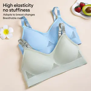 Bra Menyusui Bra Tanpa Kawat Bra Bersalin Katun Seamless Bernapas Elastisitas Tinggi Bra Ukuran Besar Bra Wanita 938
