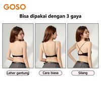 Gambar GOSO【New!!!】Premium Bra Wanita 3-in-1 Backless Cantik Deep V Tali Halter Tipis Cup 3/4 Tipis Busa Tanpa Kawat Lembut Nyaman Bh Gratis Tali Tambahan - Hitam, S=32 dari GOSO Official Store_NEW Kota Administrasi Jakarta Barat 3 Tokopedia