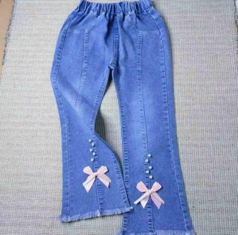 Product Introduction of CELANA  MOTIF PITA MUTIARA USIA 1 - 10 TAHUN BAWANHAN PANJANG ANAK PEREMPUAN TERBARU Fashion Jeans Cantik Denim 25