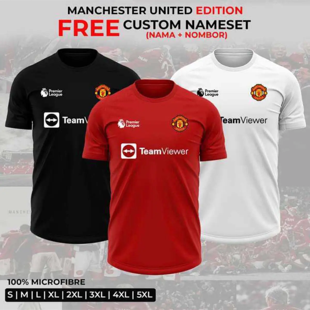 ￼JERSEY MANCHESTER UNITED  *FREE CUSTOM NAMESET*SILKSCREEN NAMA NO